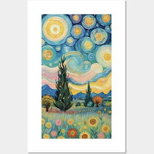 Ethereal Nightfall: Van Gogh's Starry Night-Inspired Landscape Posters and Art
